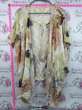 Elizabeth gillett Lightweight Floral Open-Front Cardigan Cream Pastel Floral